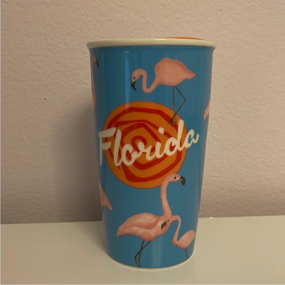 2015 Starbucks Ceramic Florida Flamingo Dots Collection Tumbler